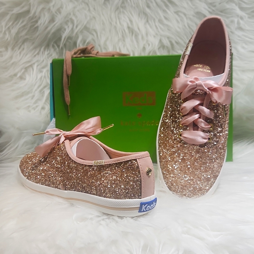 [US6.5] KEDS x KATE SPADE Rose Gold Glitter Sneakers BNIB
